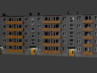  1-464A Type Panel Building 3D model Low-poly 3D model