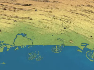 Dubai - Topography Terrain Low-poly 3D model