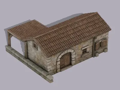 Old cottage Low-poly 3D model