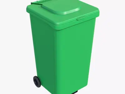 Wheeled Trash Can Low-poly 3D model