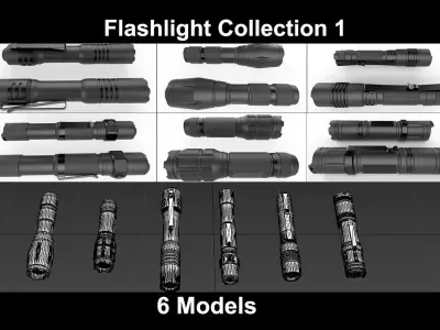 Flashlight Collection 1 - 6 Models 3D Model Pack