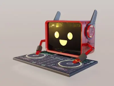 Low-poly robots toy robot wearing helmet Low-poly 3D model