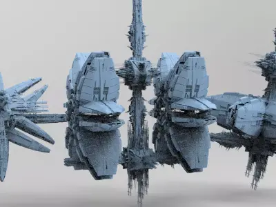 Cyberpunk Mega City Docks Tower 3 designs 3D model