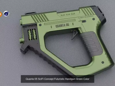 Quanta 05 SciFi Concept Handgun with 4 Color Variation 3D Model Pack