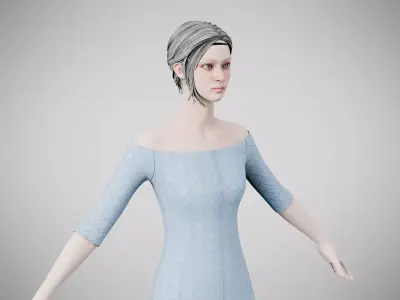 Dress 14 Light Blue Low-poly 3D model