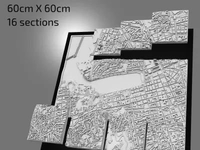 3D Marseille Map City Art Landmark Marseille Skyline 3D Art 3D print model