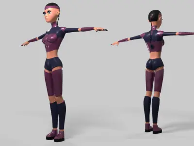Scifi girl lowpoly character  Low-poly 3D model