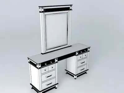 Lowboy dressing table with mirror and drawers Free 3D model