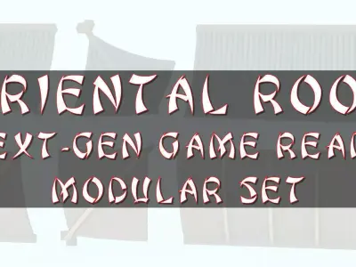 Oriental Roof Modular Elements Next Gen Game Ready PBR Low-poly 3D model
