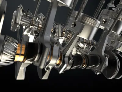  V8 Engine Working Animated 