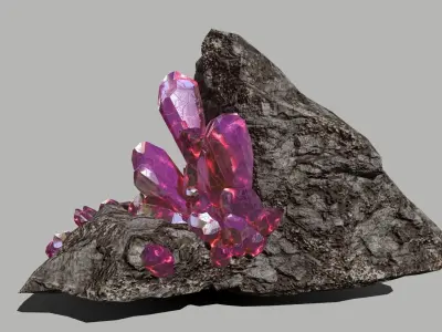 Crystal Set rock with crystals Low-poly 3D model buy