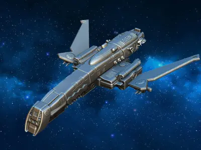 Spaceship flying in space 3D print model