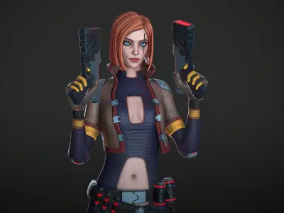 Sci-Fi Girl Mercenary 1 Game Ready 3D model Low-poly 3D model