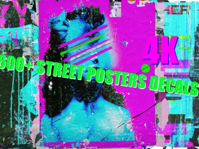 600 plus  Street Posters Decals 3D model