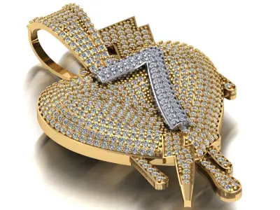 7 heart pendant 3D print model 3D print model