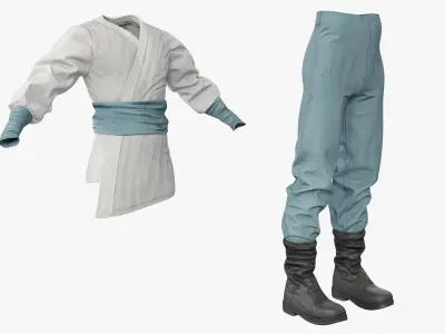  Traditional Asian Clothing White Blue 