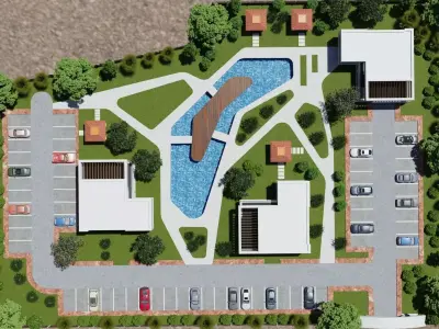 Modern Residential and motel complex 3D model