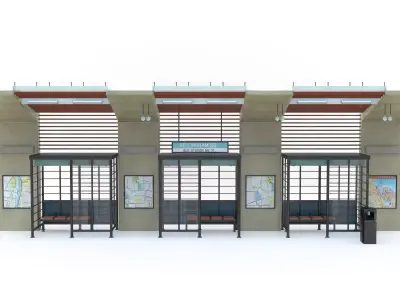 Bus Stop 10 Low-poly 3D model