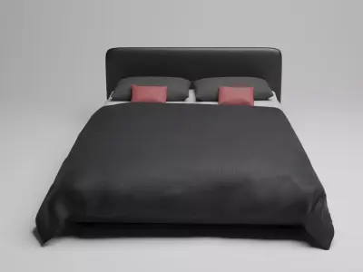 Modern Black Bed Free 3D model