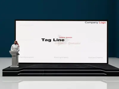 stage and cube and Reception table and gate and table  3D model