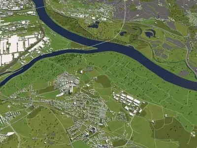 Linz Austria 50x50km 3D model