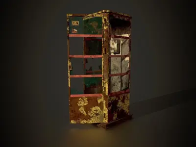 Phone booth game ready low poly Low-poly 3D model