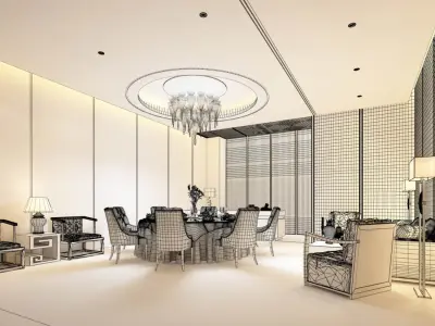 Business Restaurant - Coffee - Banquet  154 3D model