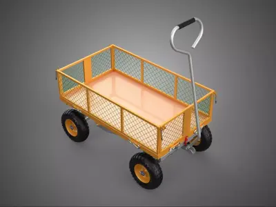 QUAD FOUR 4 WHEELED CAGE GARDEN WAGON CART WHEEL BARROW TRAILER 3D model