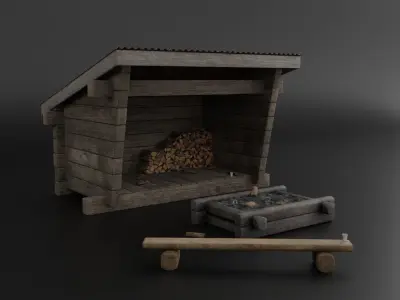 Wind protection forest shelter Low-poly 3D model