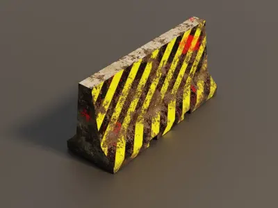 Concrete barrier  Low-poly 3D model 9