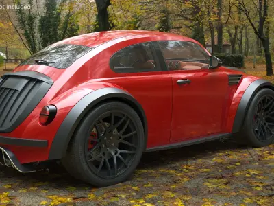  Custom Off Road Concept Car Vehicle Red Rigged for Cinema 4D 