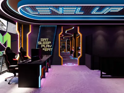 Gaming Cafe Blender-Fbx-OBJ 3D model