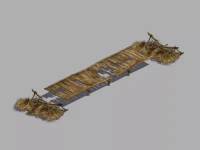 Broken - Wooden Bridge 03 3D model