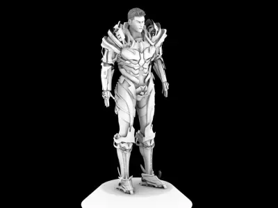 Scifi Transformation of people Low-poly 3D model