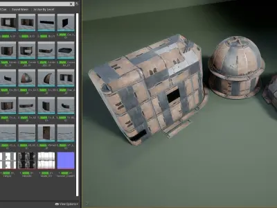 sci fi walls - modular kit Low-poly 3D model