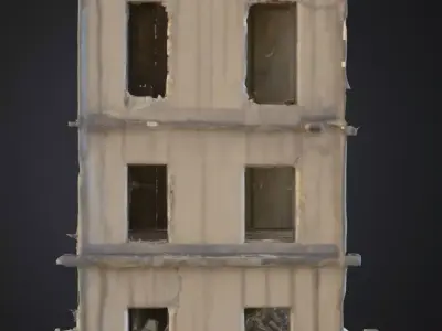 Destroyed Concrete Apartment 3D Model  War Zone Environment Low-poly 3D model