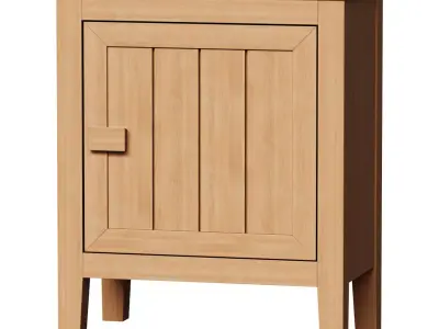 Bedside table with one door made of solid pine Carlos 3D model