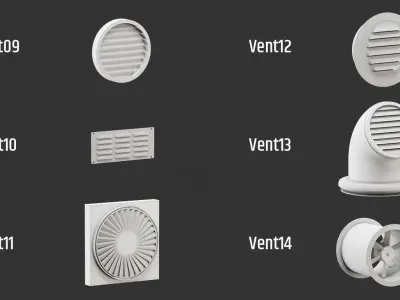 45 Exterior airconditioners and ventilators Low-poly 3D model