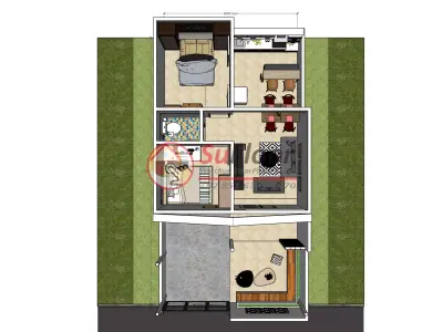 House 6x12m code 613 - Sketchup 3D model 3D model 3D model