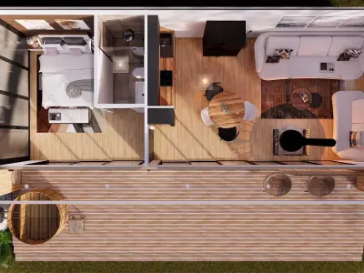 modern vacation residential house on 40m2 3d model Low-poly 3D model
