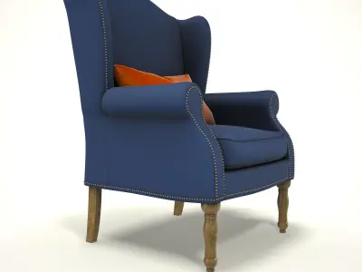 wingback chair fhouse 017 Low-poly 3D model