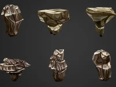 Stylized Rocks and Cliffs Low-poly 3D model