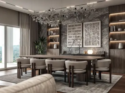 Interior scene living space villa 3d model  3D model
