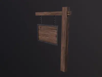 Medieval Signboard 3D Model Low-poly 3D model