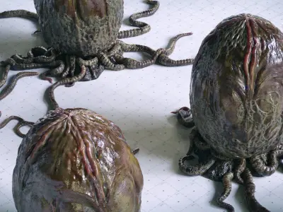 Alien Eggs 4 Variants plus Nests and Tendrils - 3D Asset Kit PBR Low-poly 3D model