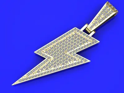 lightning bolt with diamonds pendant 3D model 3D print model