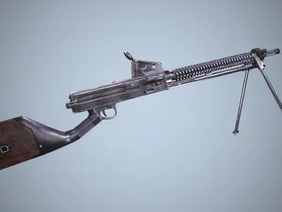 Type 11 Japanese light machine gun Low-poly 3D model