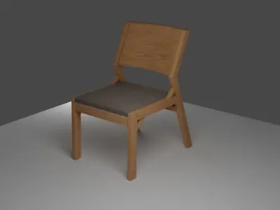 Wooden Chair cushioned seat Low Topology Low-poly 3D model