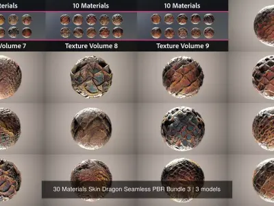 30 Materials Skin Dragon Seamless PBR Bundle 3 Texture