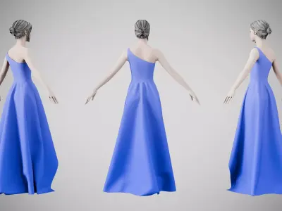 Dress 28 Very Light Blue Low-poly 3D model